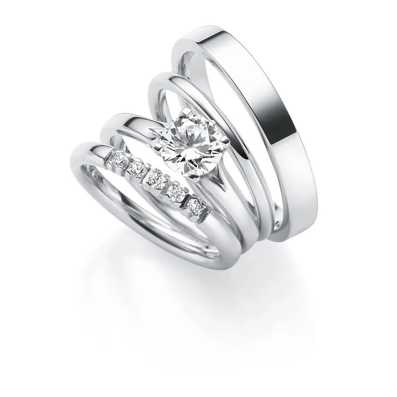 Weißgoldenes Ringset zum Aufstecken